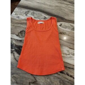 We The Free People Tank‎ Top XS Coral Orange Ribbed Knit Sleeveless Casual Basic